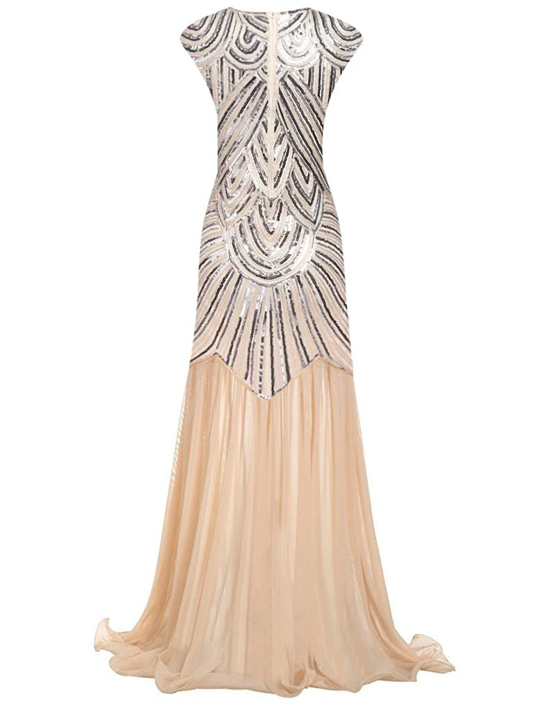 1920s Embroidery Sequin Maxi Dress - Image 8