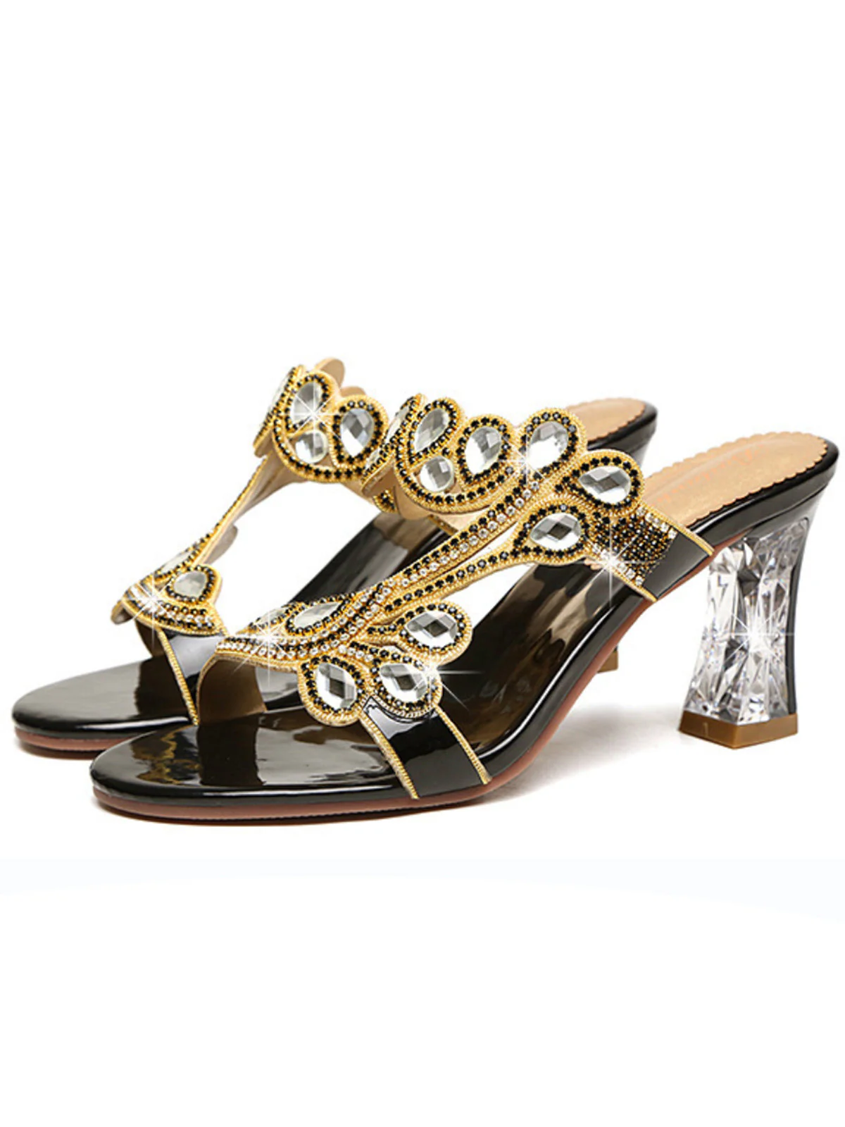 1920s Hand-Embellished Leather High Heels Shoes - Image 2