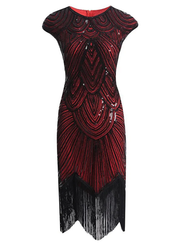 1920s Sequin Beaded Fringed Dress - Image 19