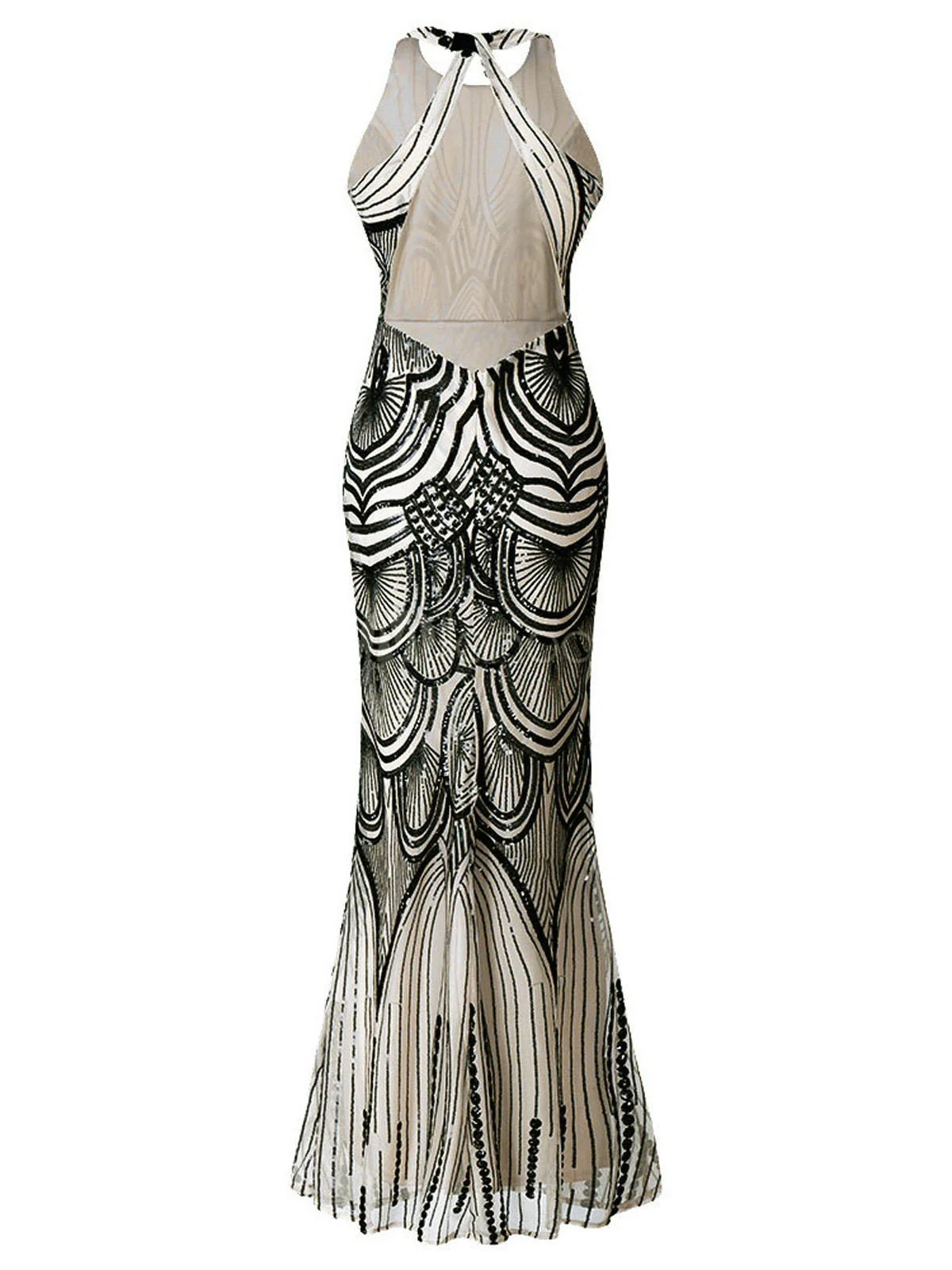 1920s Sequin Backless Formal Dress - Image 2