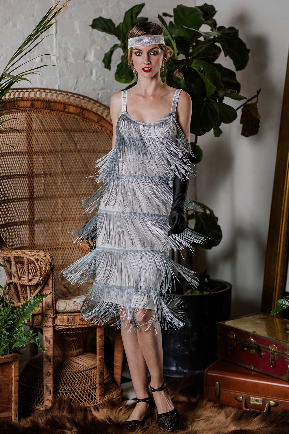 [Clearance] Belted Gray 1920s Fringe Gatsby Dress - Image 3