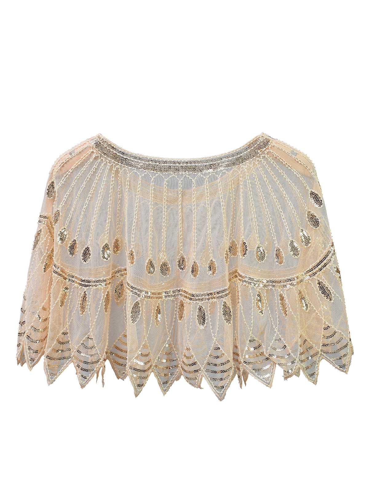 1920s Vintage Sequin Beading Mesh Cape - Image 2