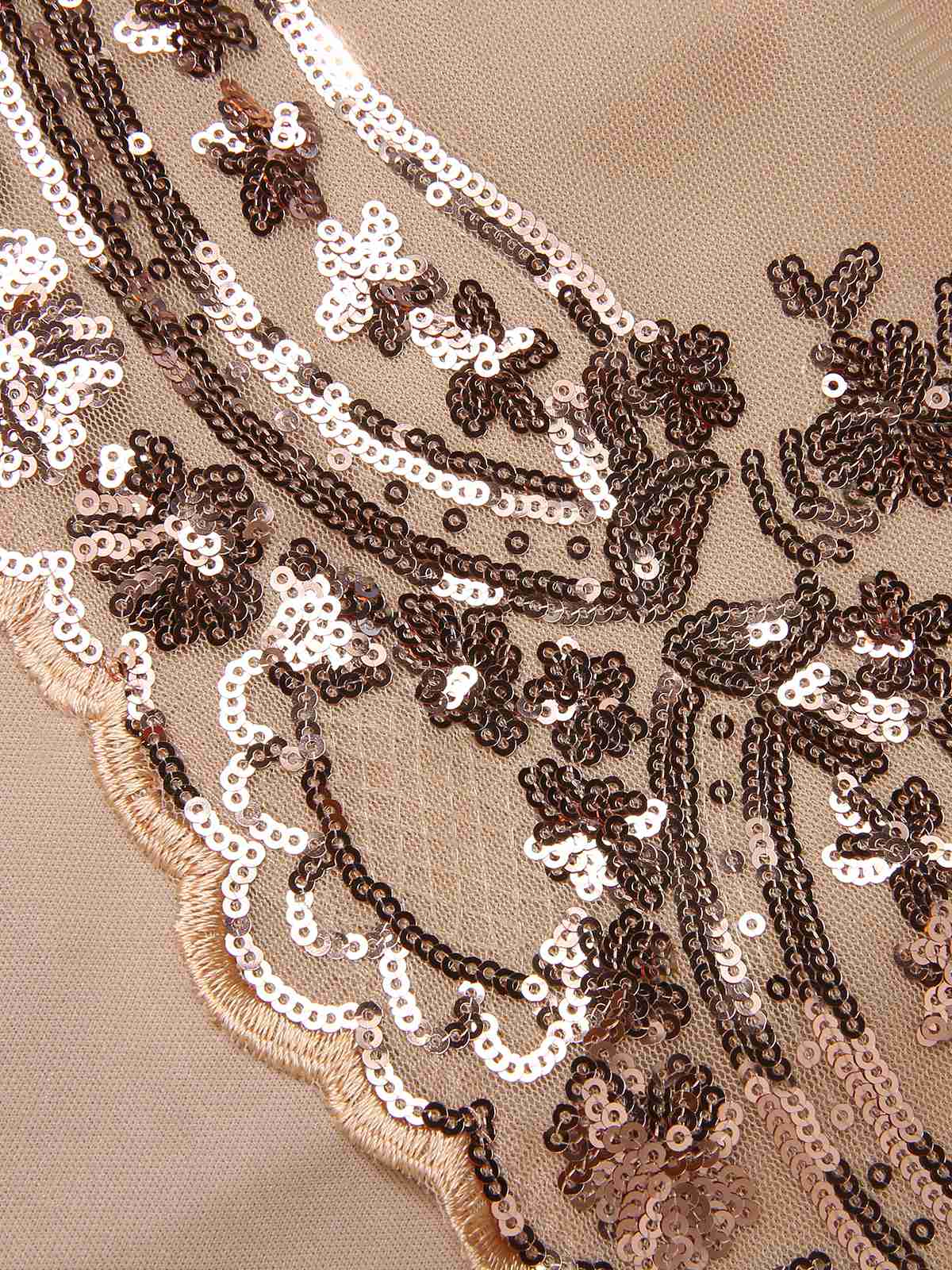 1930s Deep V-Neck Mesh Sequined Maxi Dress - Image 10