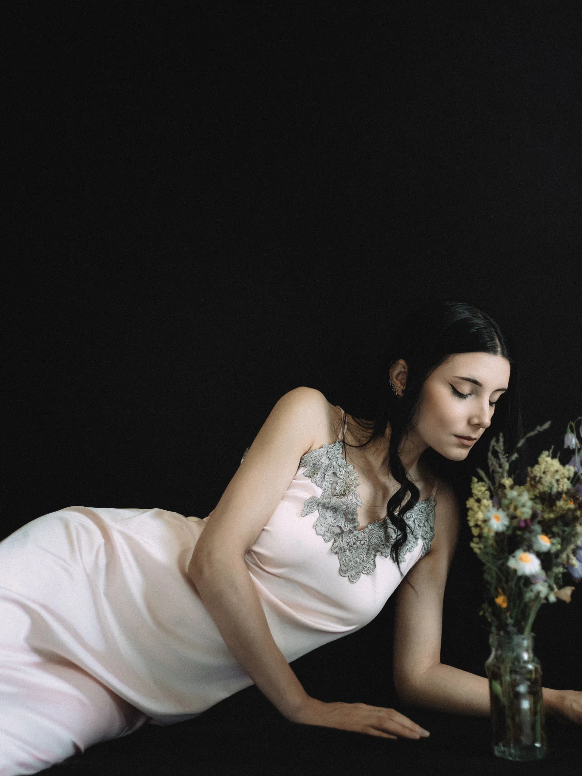 1930s Embroidered Faux Satin Strap Nightgown