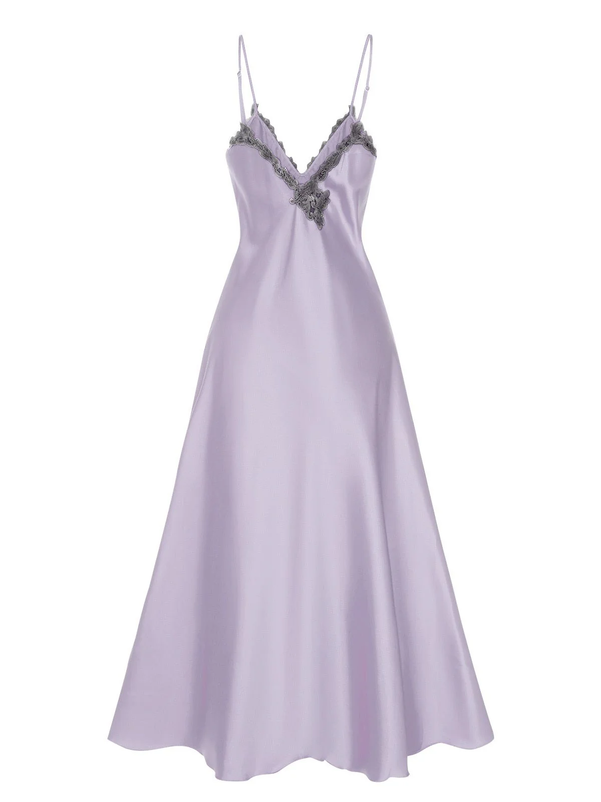 1930s Embroidered Faux Satin Strap Nightgown - Image 2