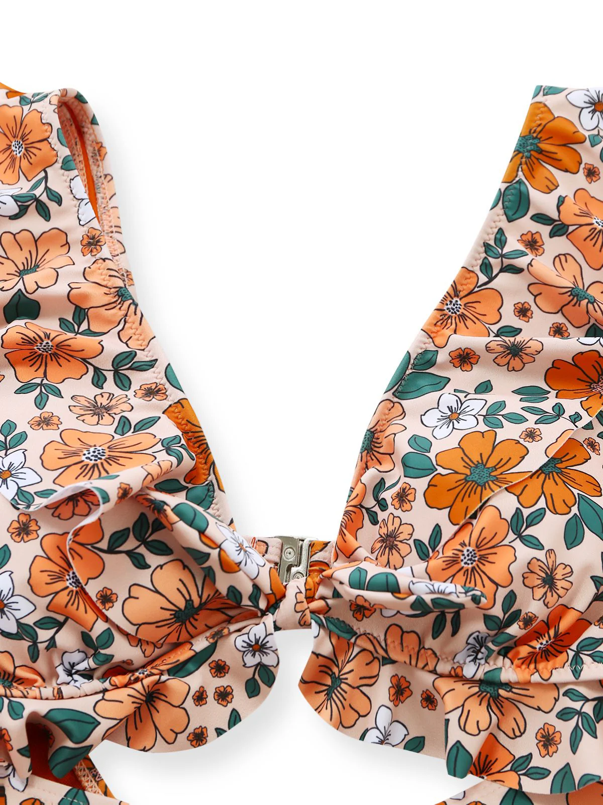 1930s Floral Ruffle Cutout Tie-Front One-Piece Swimsuit - Image 5