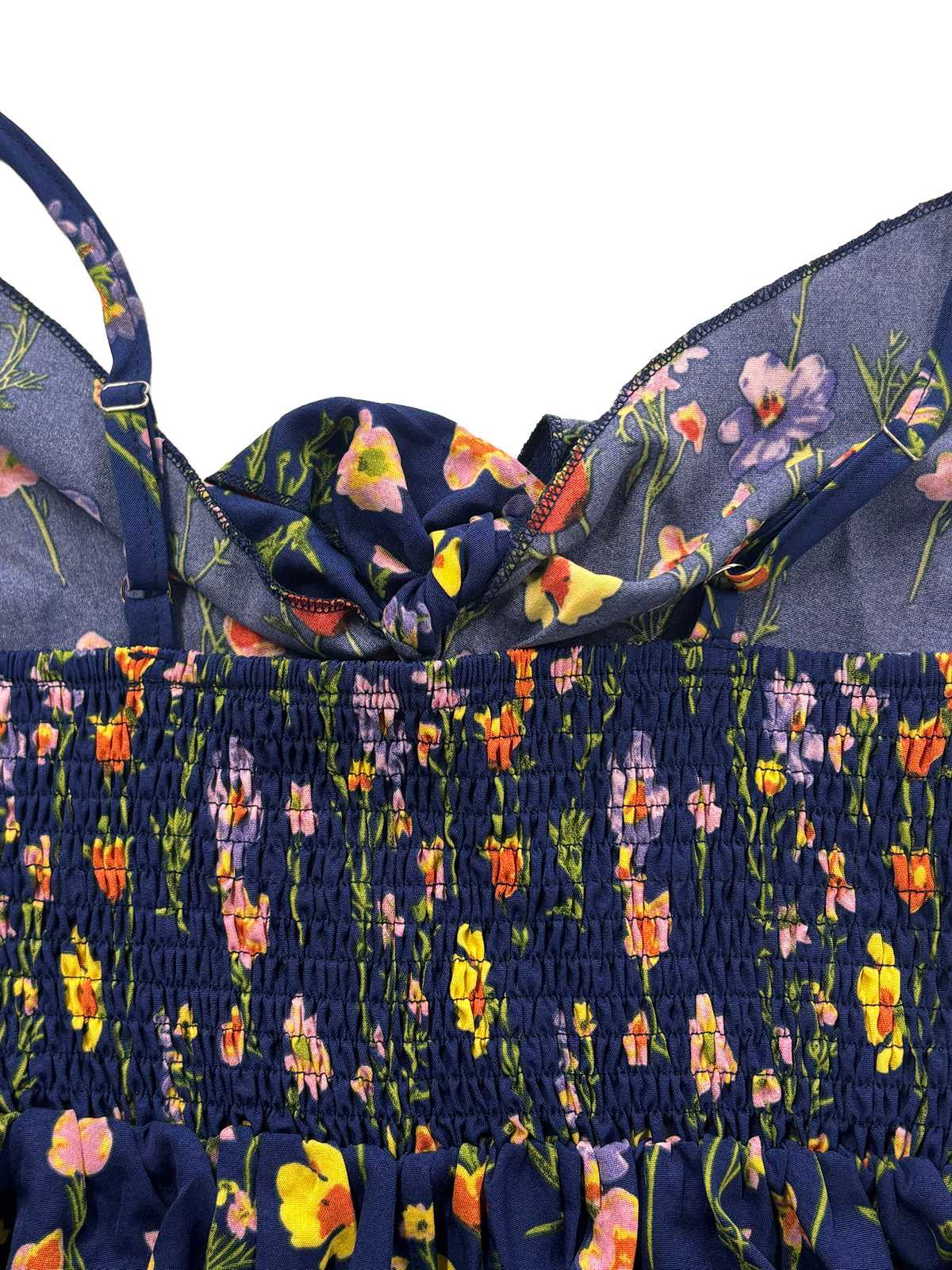 1930s Floral V-Neck Bohemian Bow-Front Slip Dress - Image 12