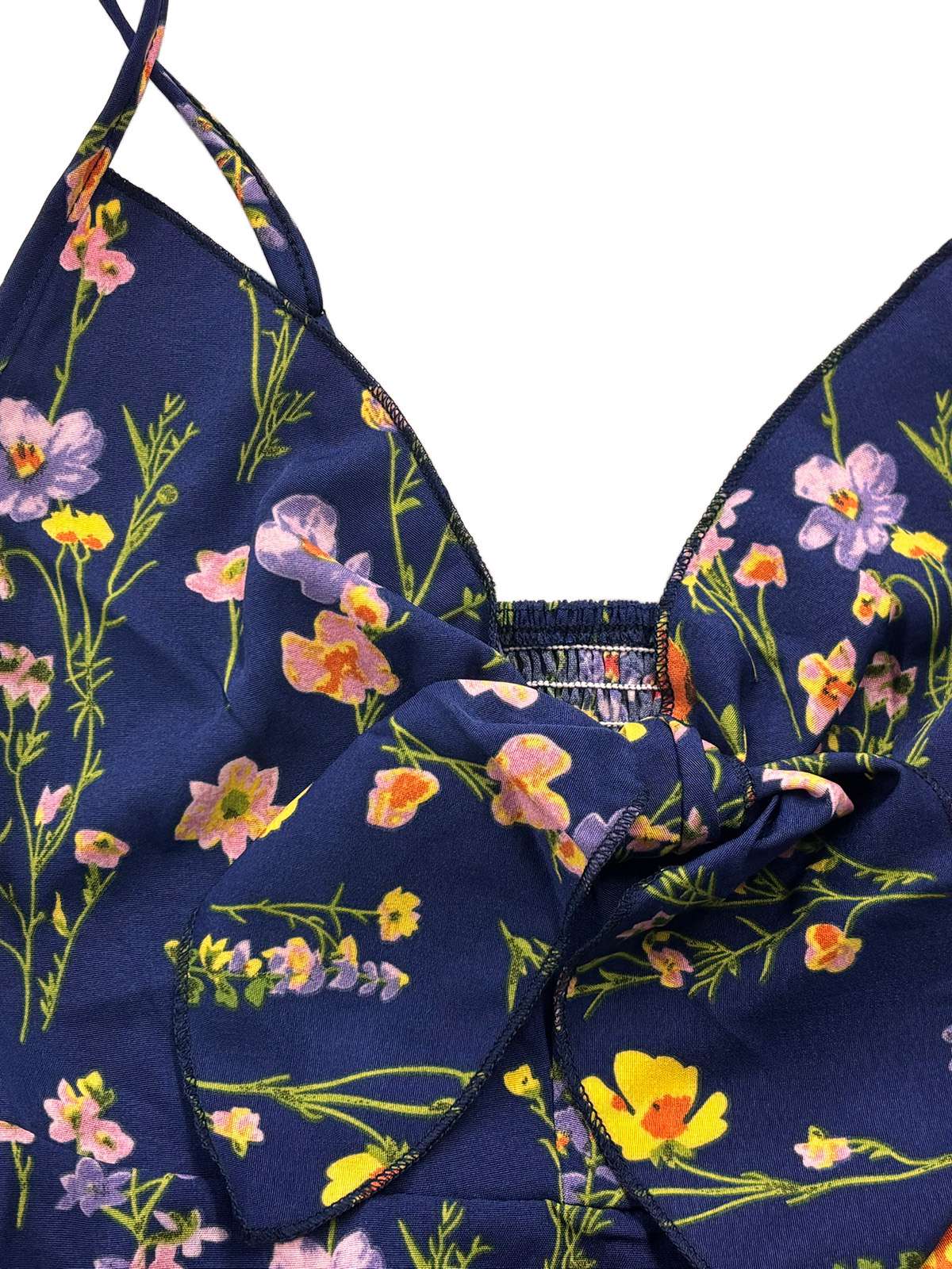 1930s Floral V-Neck Bohemian Bow-Front Slip Dress - Image 13