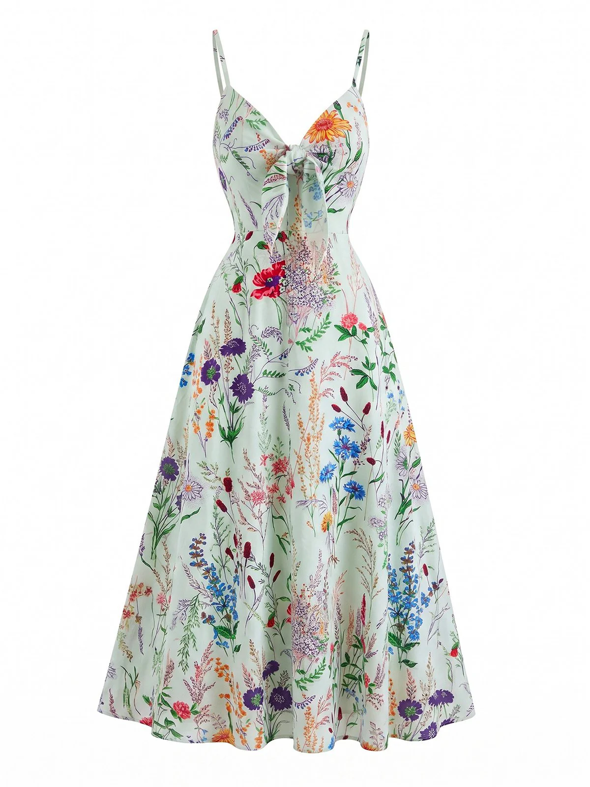 1930s Floral V-Neck Bohemian Bow-Front Slip Dress - Image 4