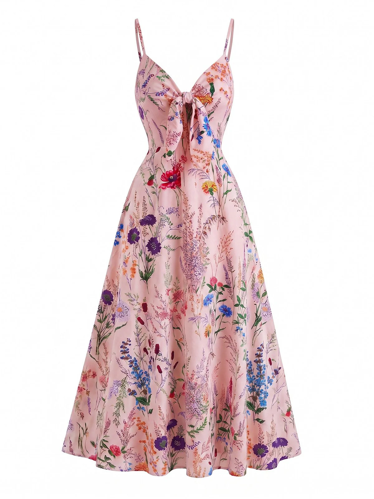 1930s Floral V-Neck Bohemian Bow-Front Slip Dress - Image 7