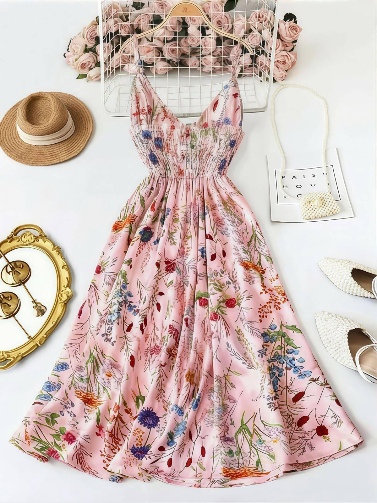 1930s Floral V-Neck Bohemian Bow-Front Slip Dress - Image 8