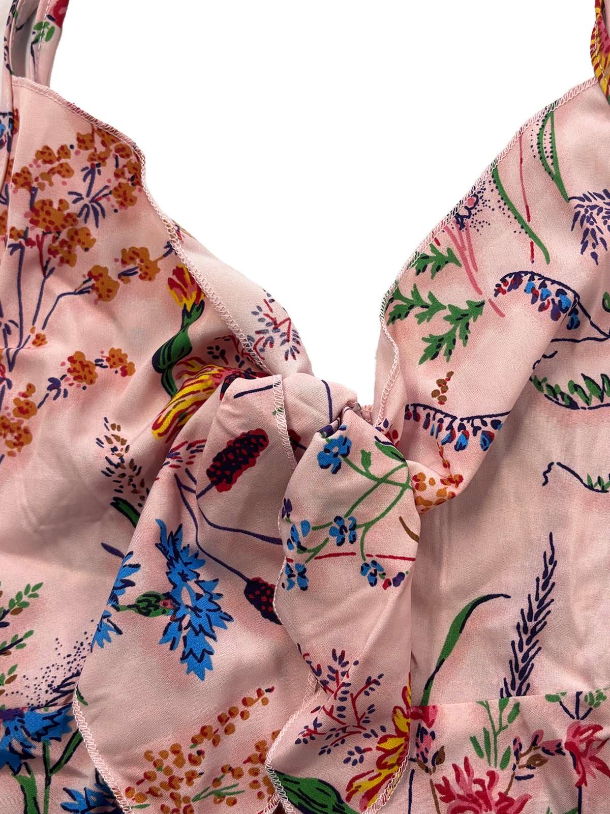 1930s Floral V-Neck Bohemian Bow-Front Slip Dress - Image 9