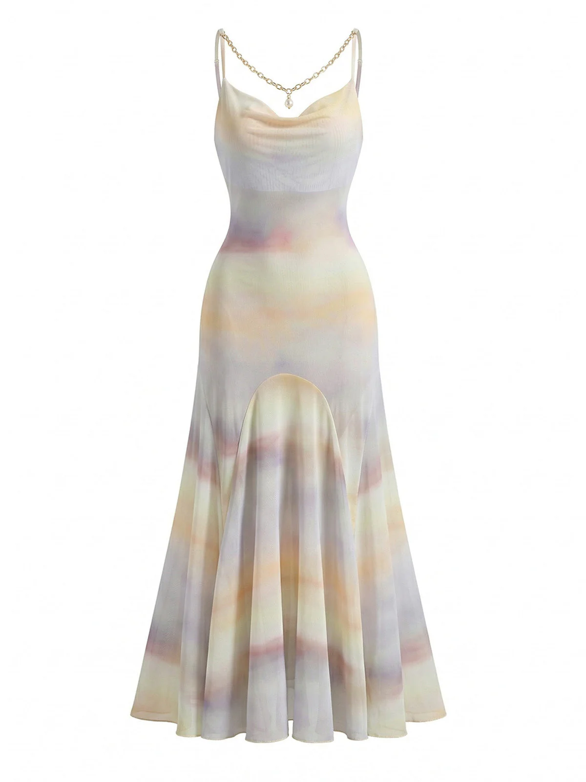 1930s Gradient Mesh Slip Long Nightgown with Necklace