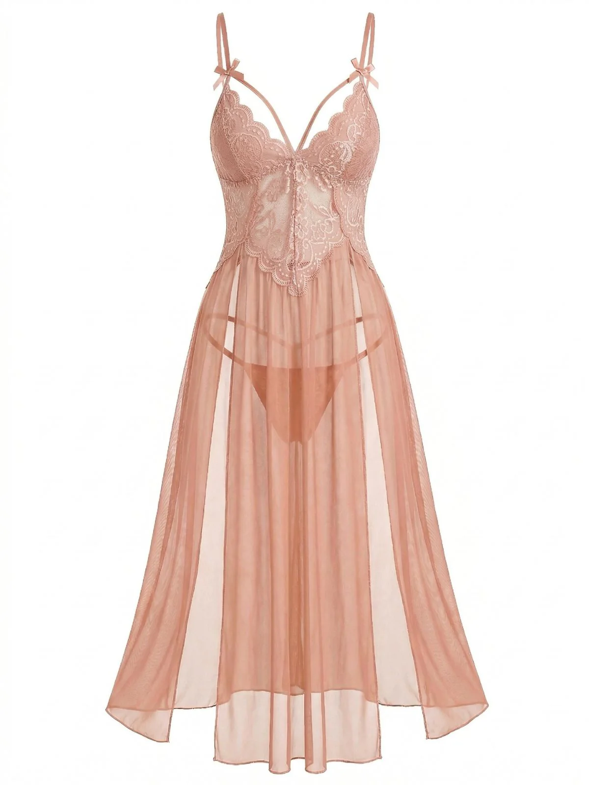 1930s Lace Spaghetti Strap Mesh Nightgowns