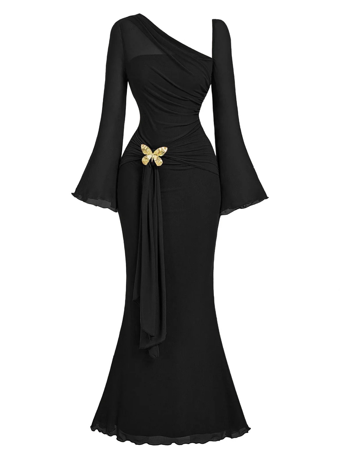 1930s Metal Butterfly Decoration Mermaid Dress - Image 6