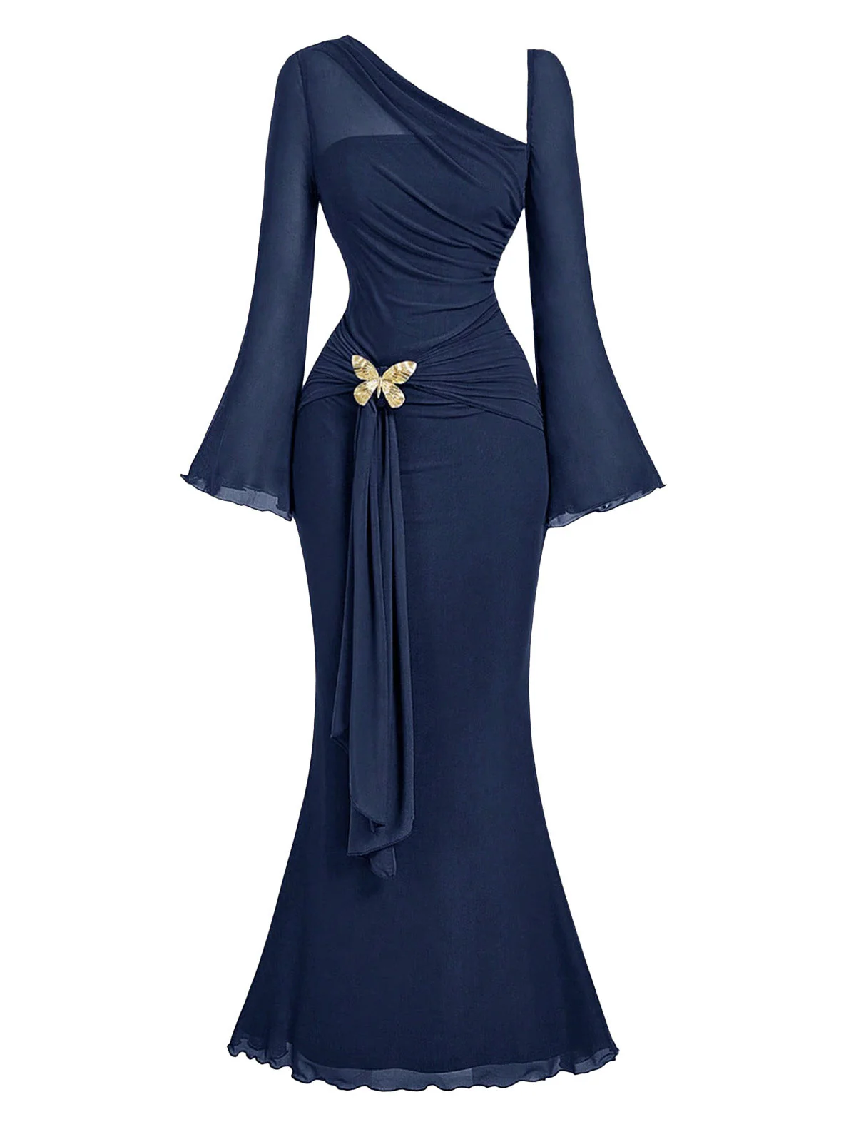 1930s Metal Butterfly Decoration Mermaid Dress - Image 8