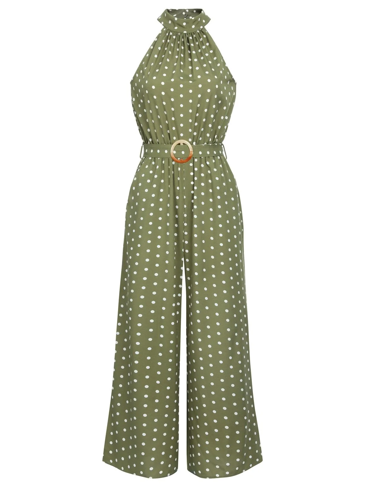 1930s Polka Dot Belt Jumpsuit - Image 4