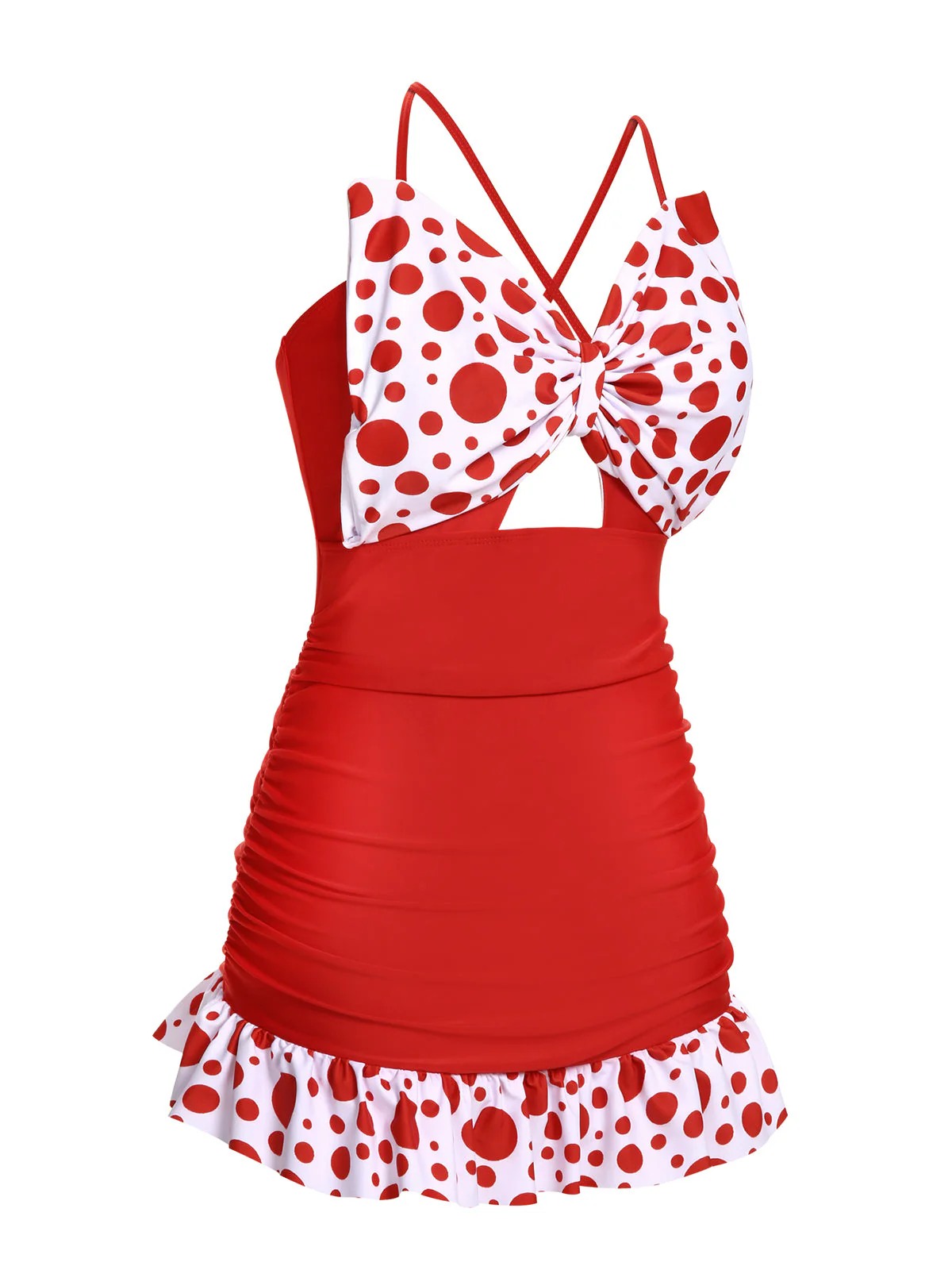 1930s Polka Dot Bowknot Patchwork Swimsuit - Image 5