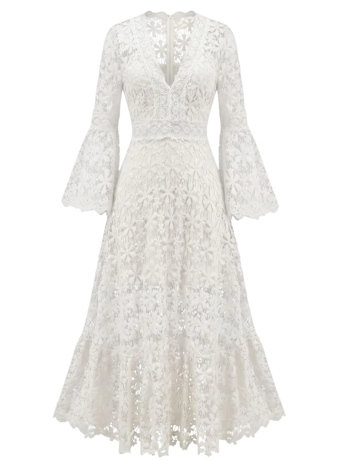 1930s Solid Backless Lace Swing Maxi Dress - Image 5