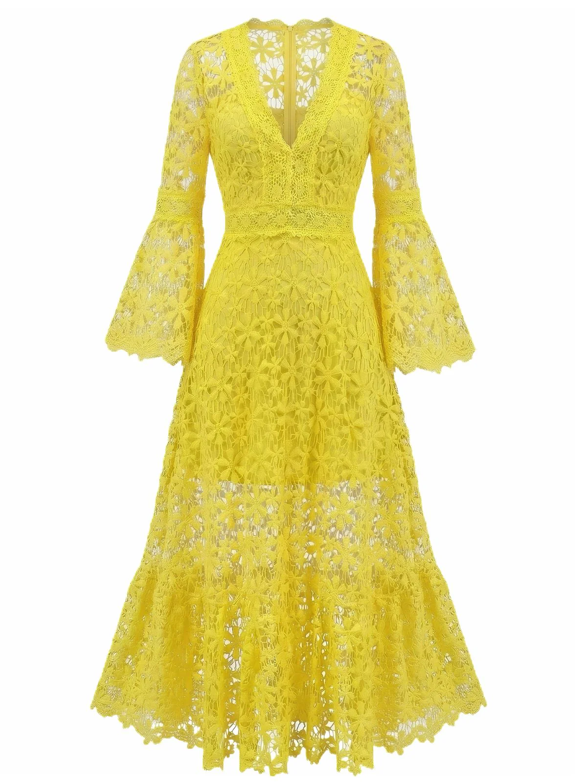 1930s Solid Backless Lace Swing Maxi Dress - Image 6