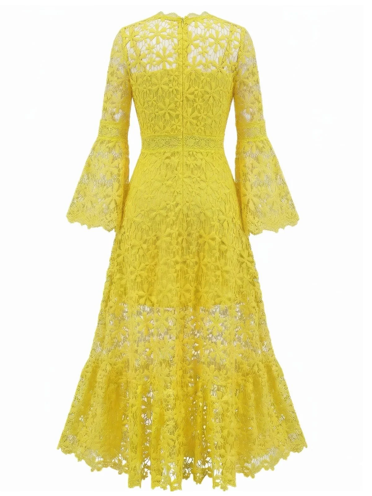 1930s Solid Backless Lace Swing Maxi Dress - Image 7
