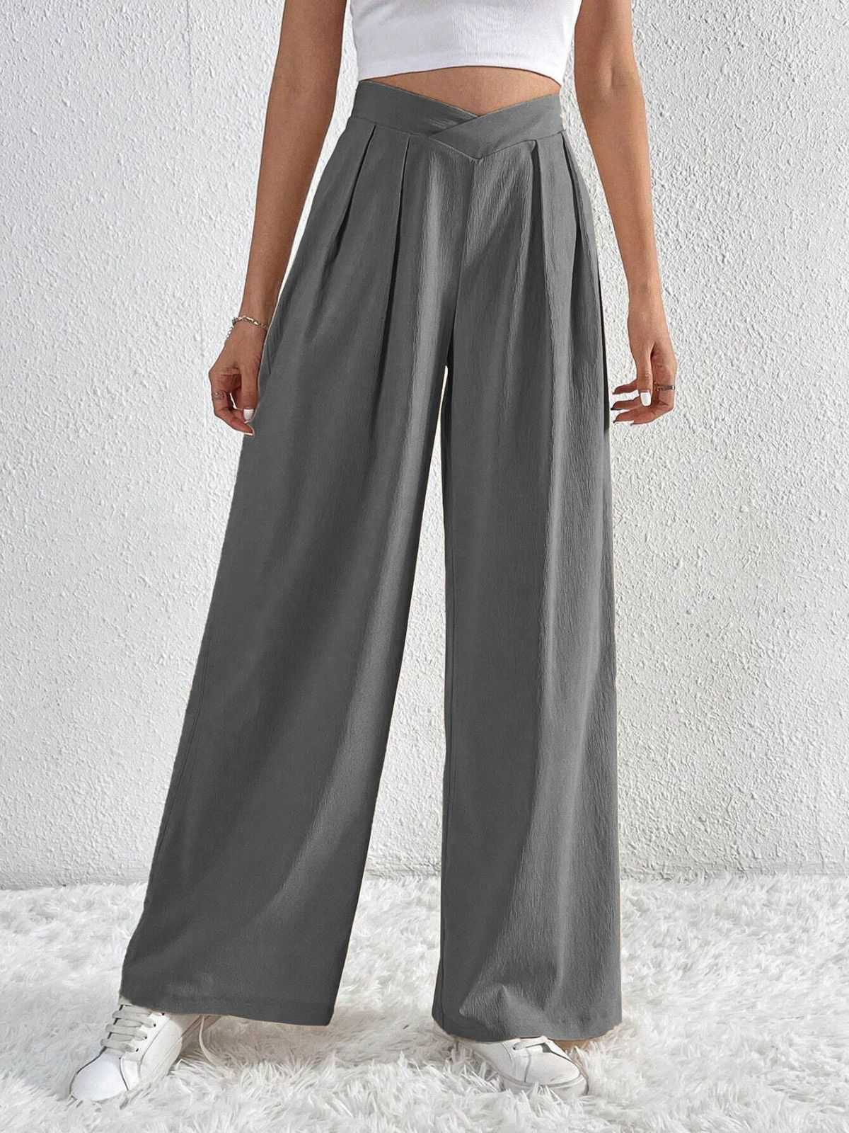 1930s Solid Cross Pleated Straight Pants