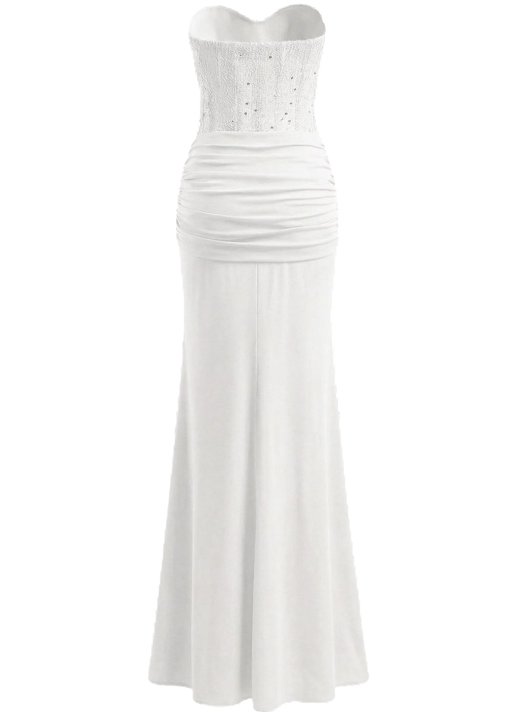 1930s Solid Lace-Up Strapless Maxi Dress - Image 12