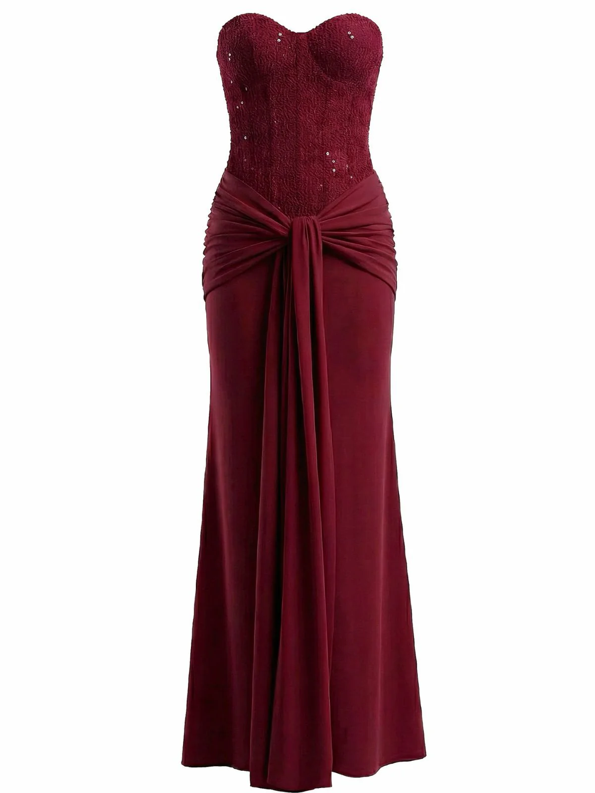 1930s Solid Lace-Up Strapless Maxi Dress - Image 2