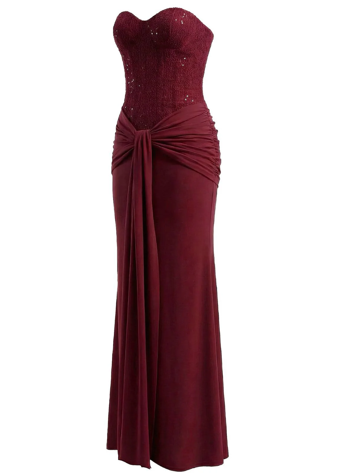 1930s Solid Lace-Up Strapless Maxi Dress - Image 3