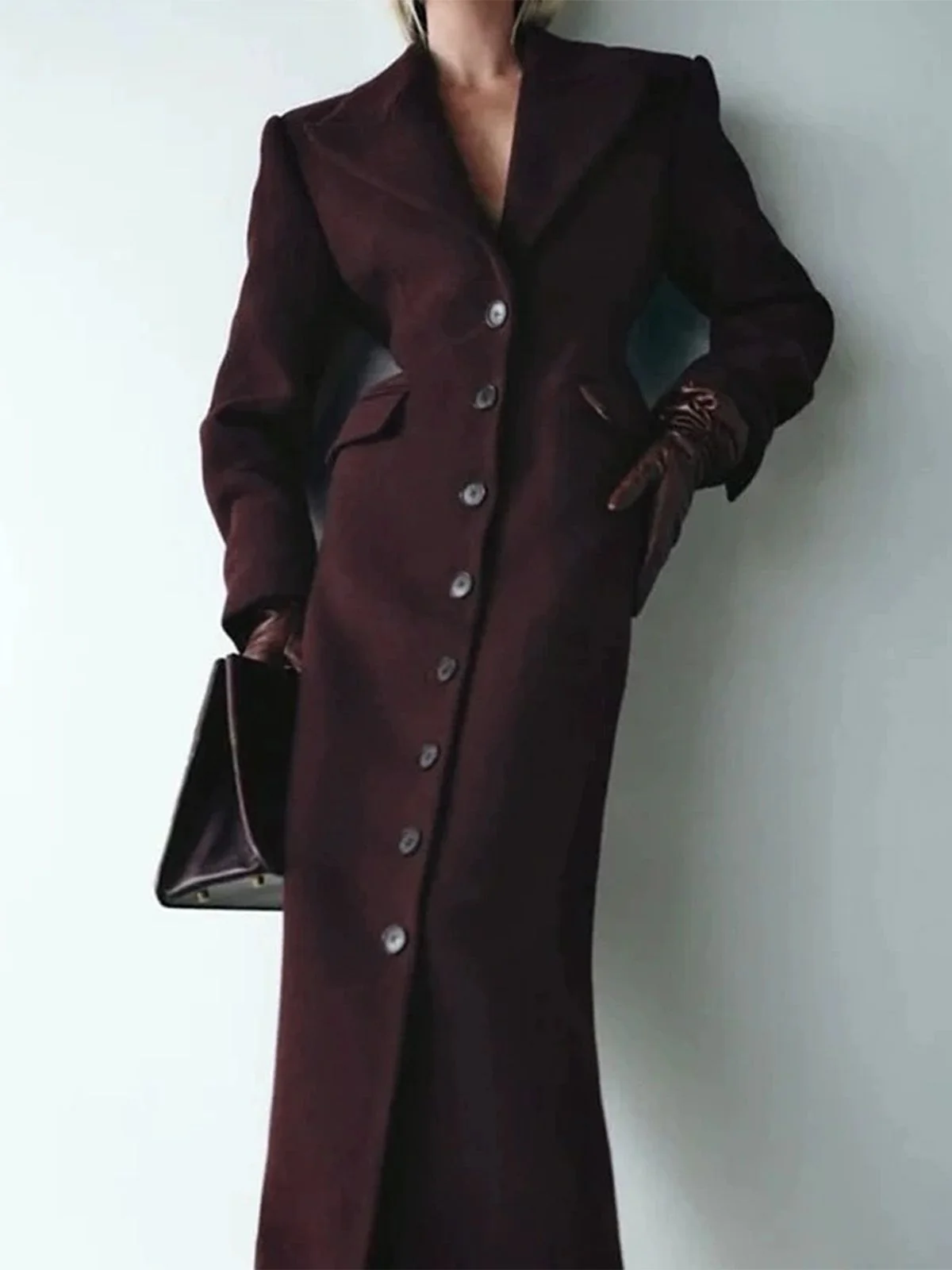 1930s Solid Lapel Button Wool Coat - Image 4