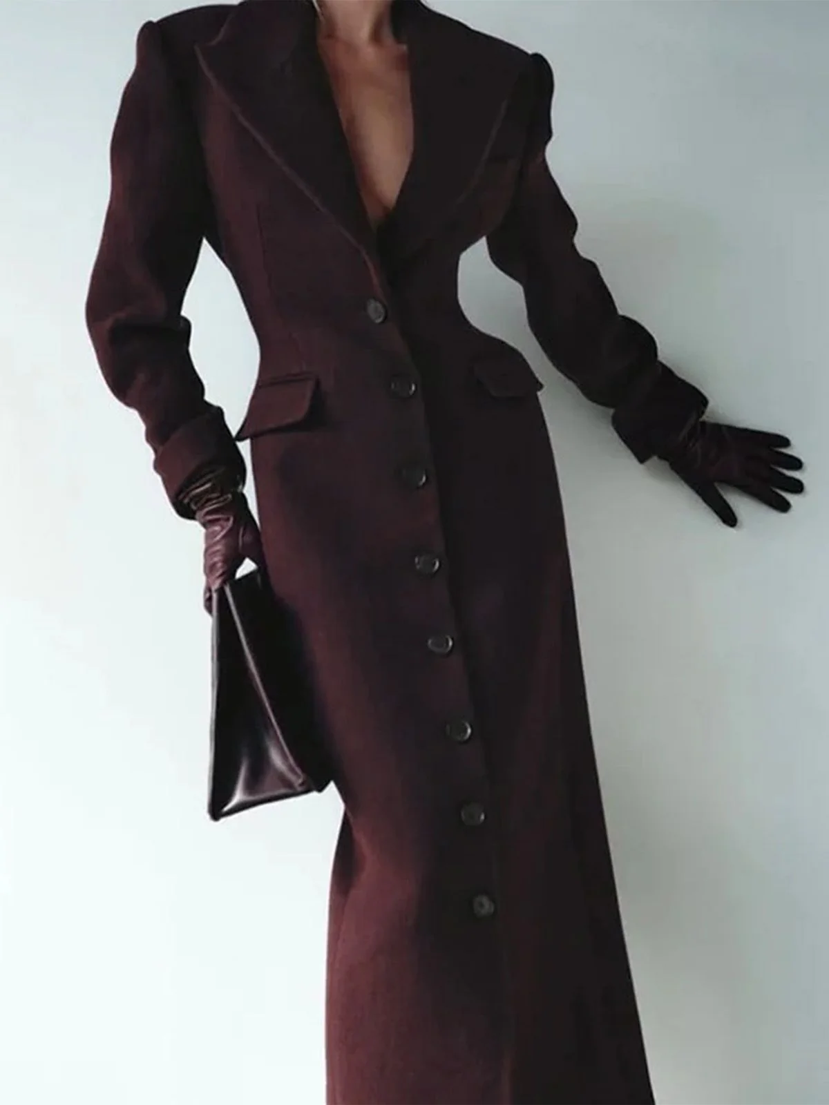 1930s Solid Lapel Button Wool Coat - Image 5