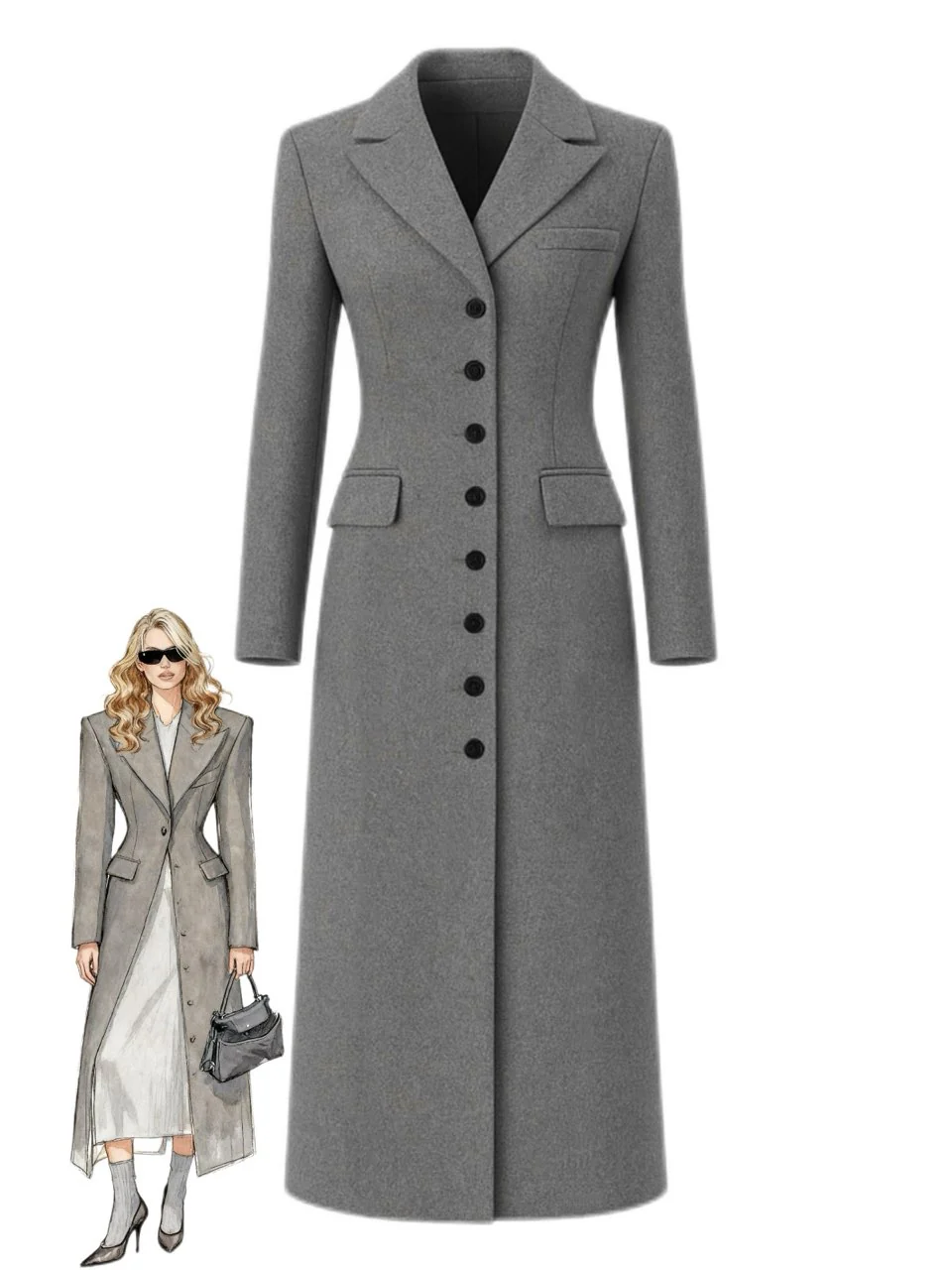 1930s Solid Lapel Button Wool Coat - Image 6