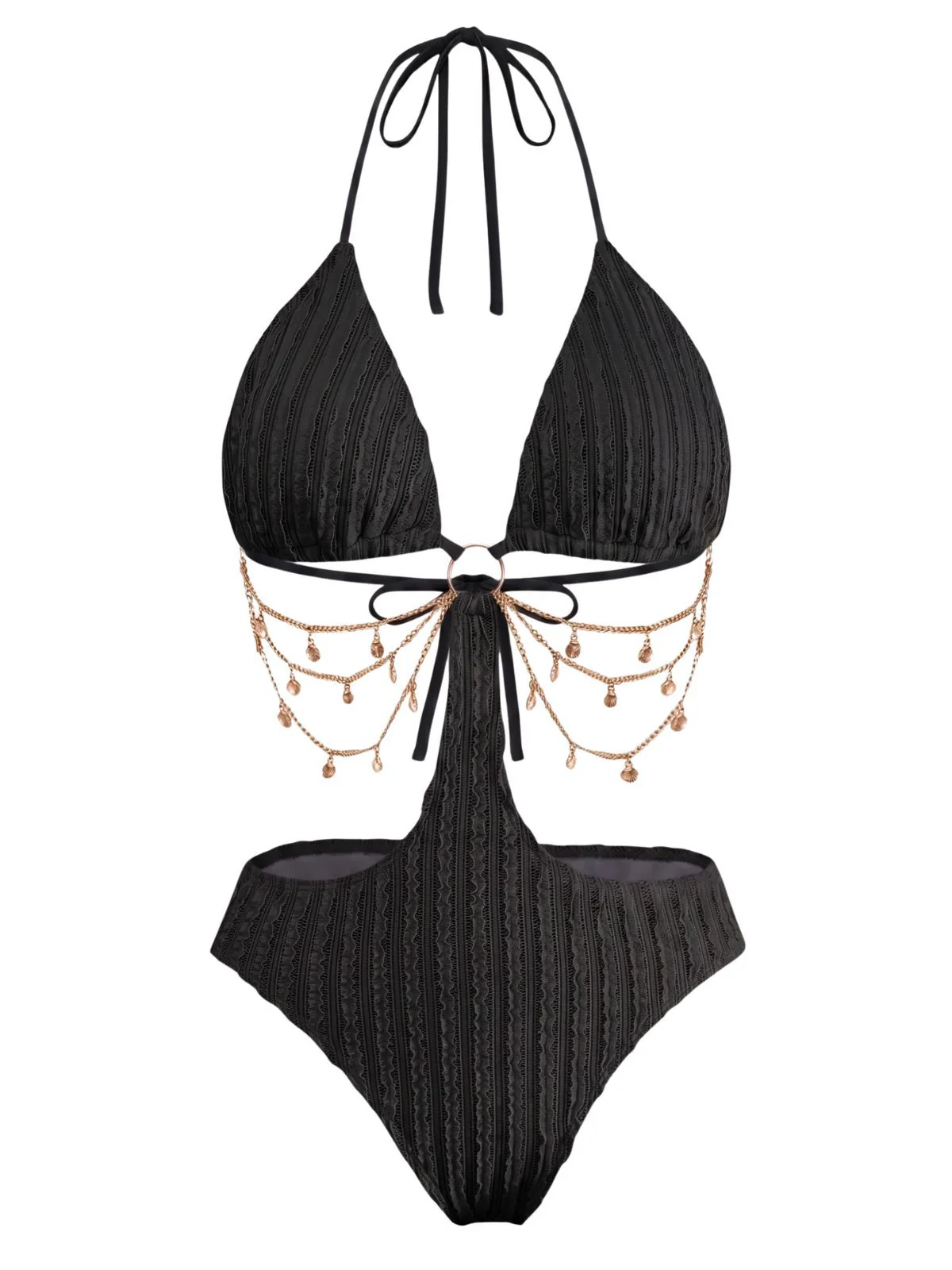 1930s Solid Metal Chain Cutout Swimsuit - Image 6