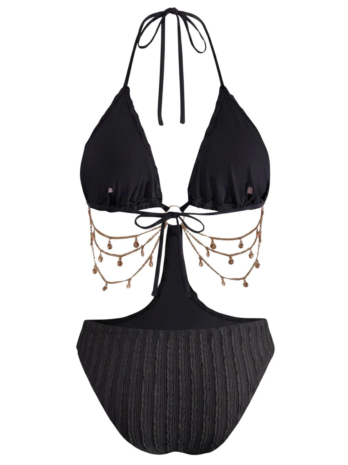 1930s Solid Metal Chain Cutout Swimsuit - Image 7