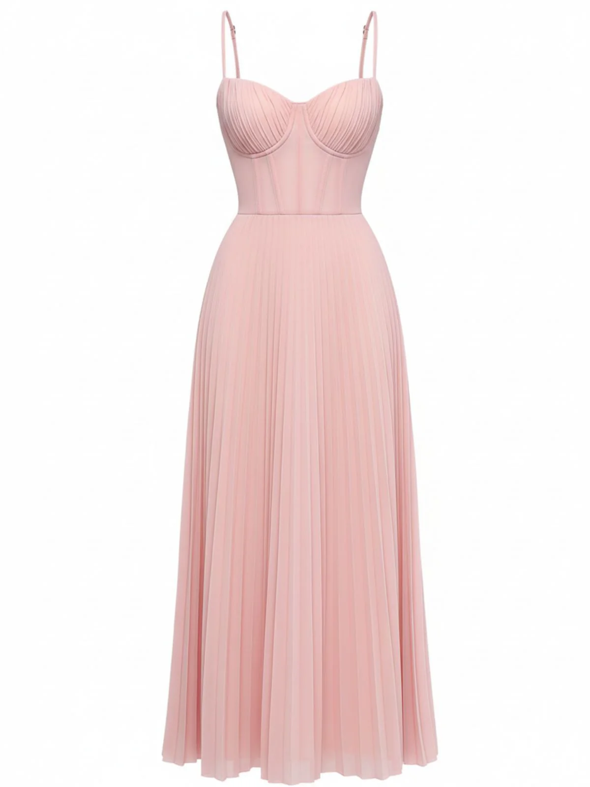 1930s Solid Pleated Strappy Evening Dress - Image 2