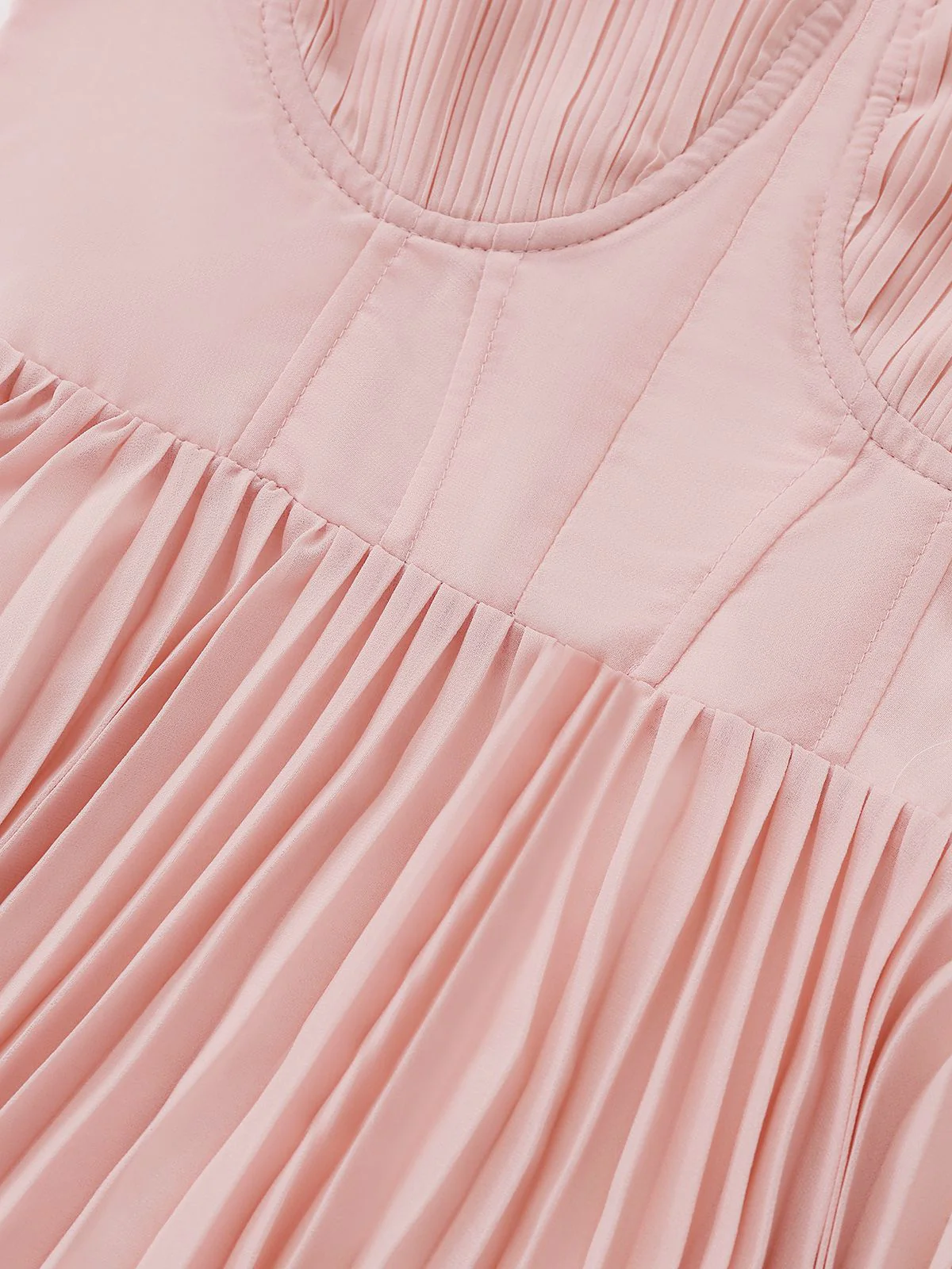 1930s Solid Pleated Strappy Evening Dress - Image 5