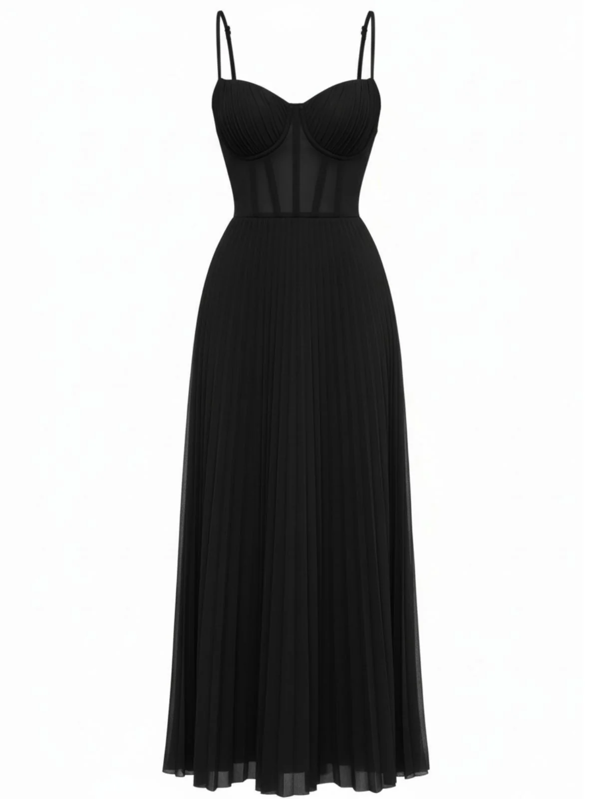 1930s Solid Pleated Strappy Evening Dress - Image 7