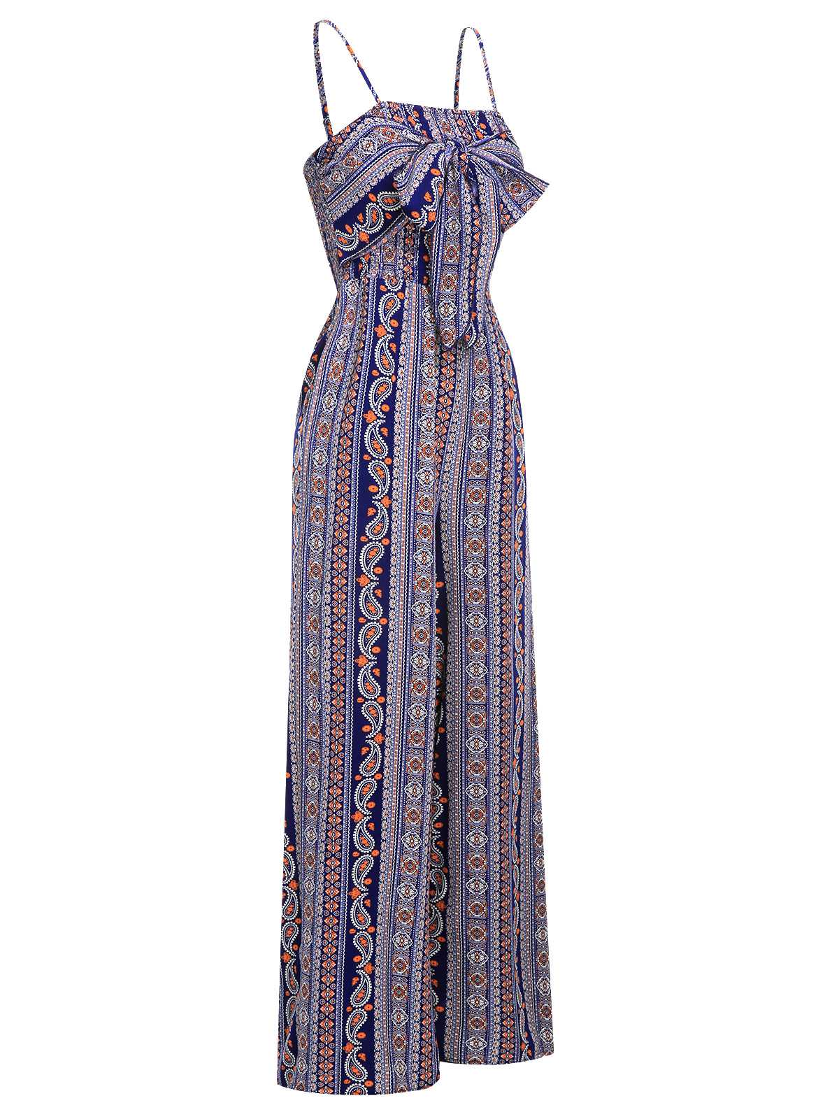 1930s Spaghetti Strap Lace-Up Bohemian Jumpsuit - Image 2
