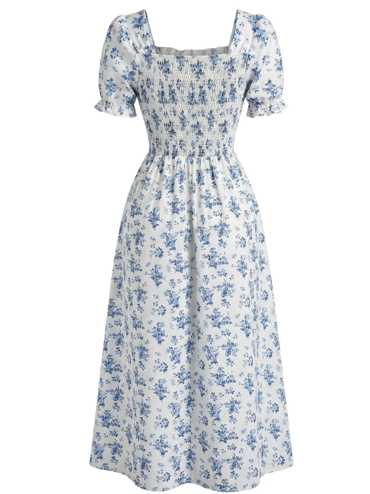 1940s Floral Puff Sleeve Midi Dress - Image 4