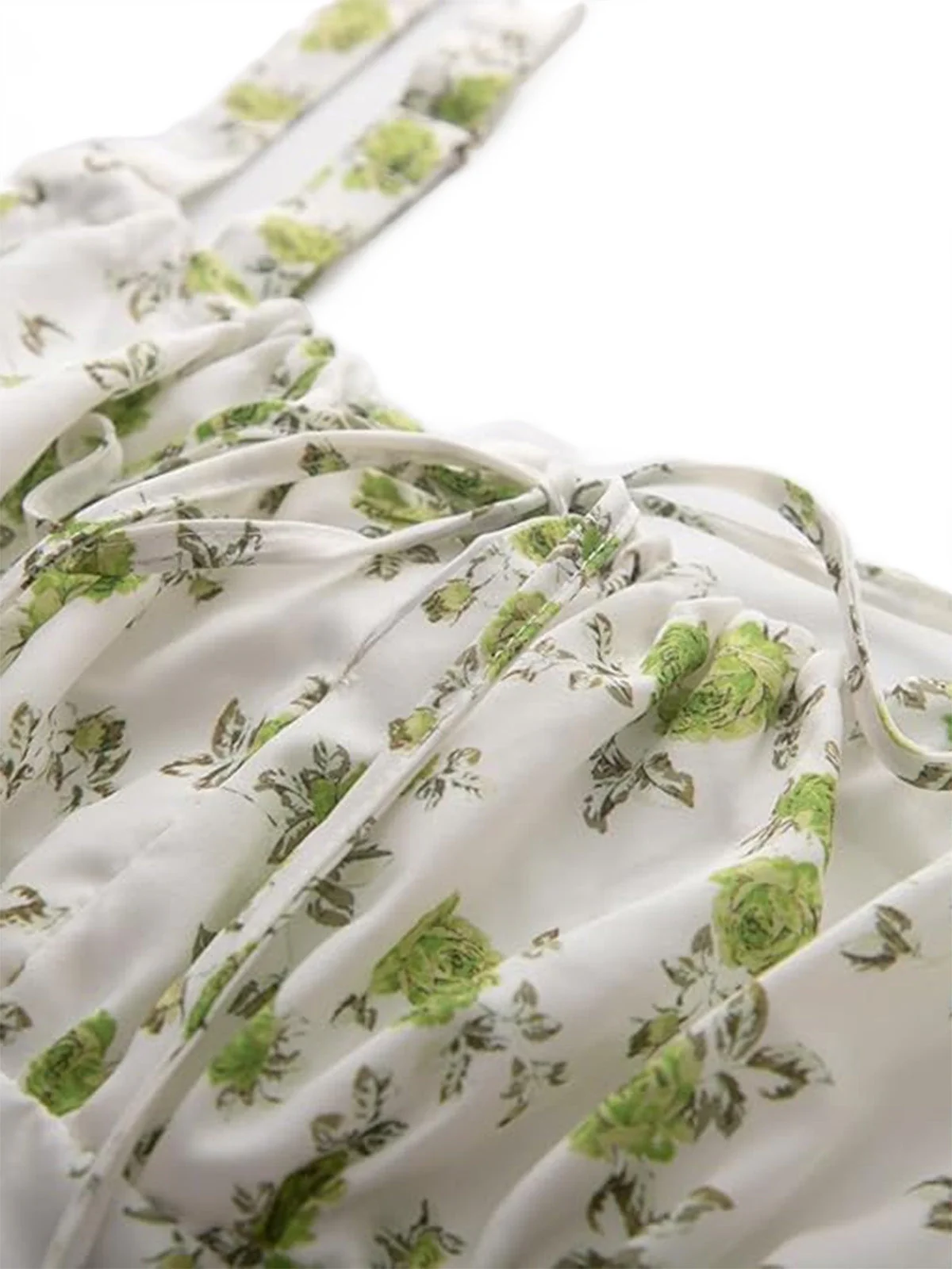 1940s Floral Tie Front Square Neck Midi Dress - Image 11
