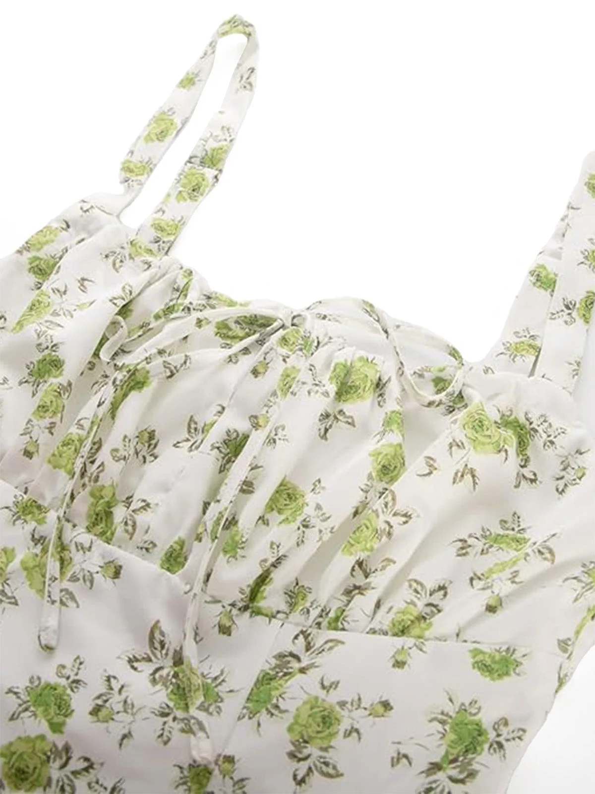 1940s Floral Tie Front Square Neck Midi Dress - Image 12