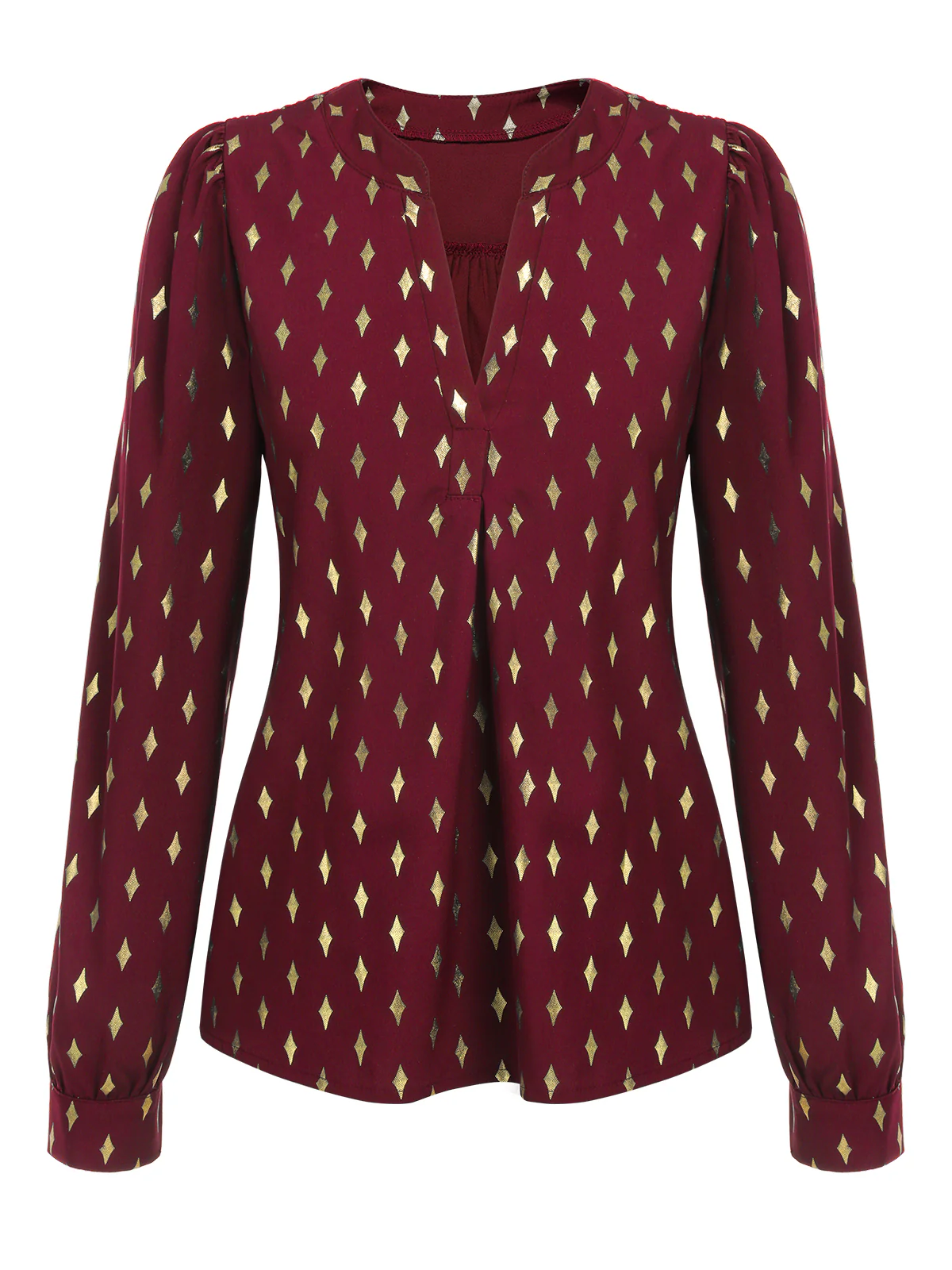 1940s Foil Stamping Stars V-Neck Blouse - Image 22