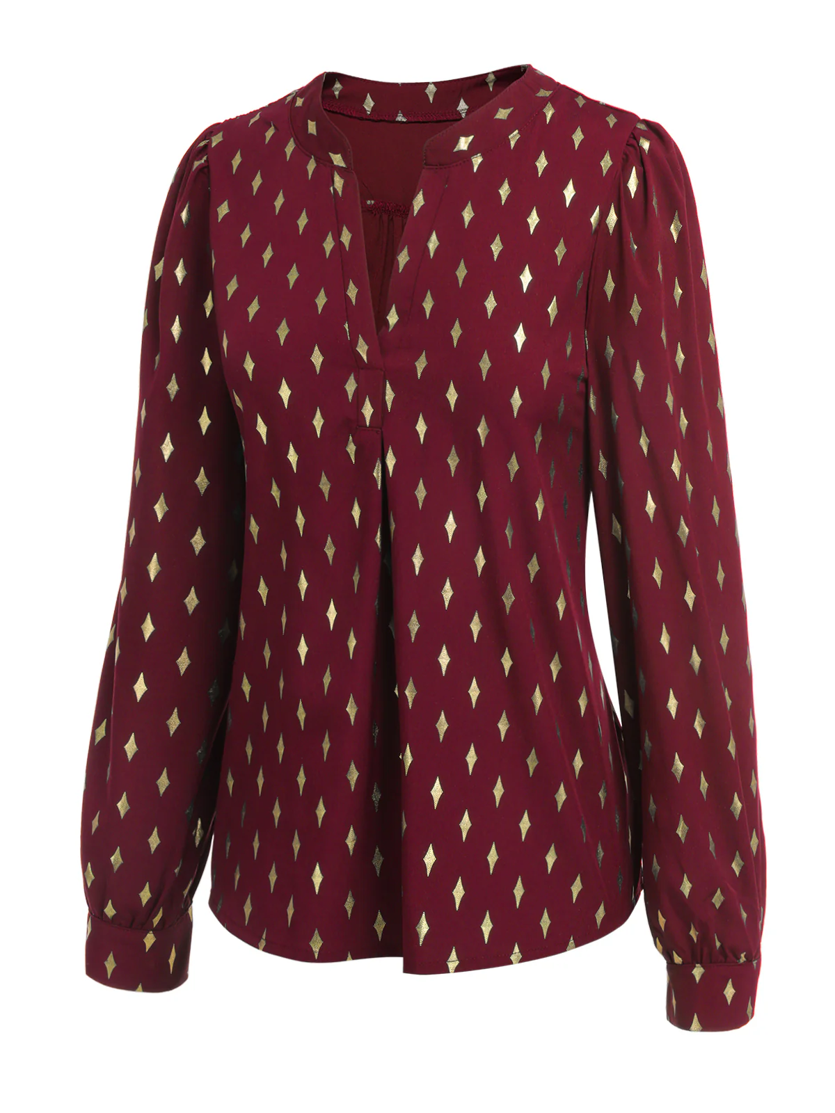 1940s Foil Stamping Stars V-Neck Blouse - Image 23