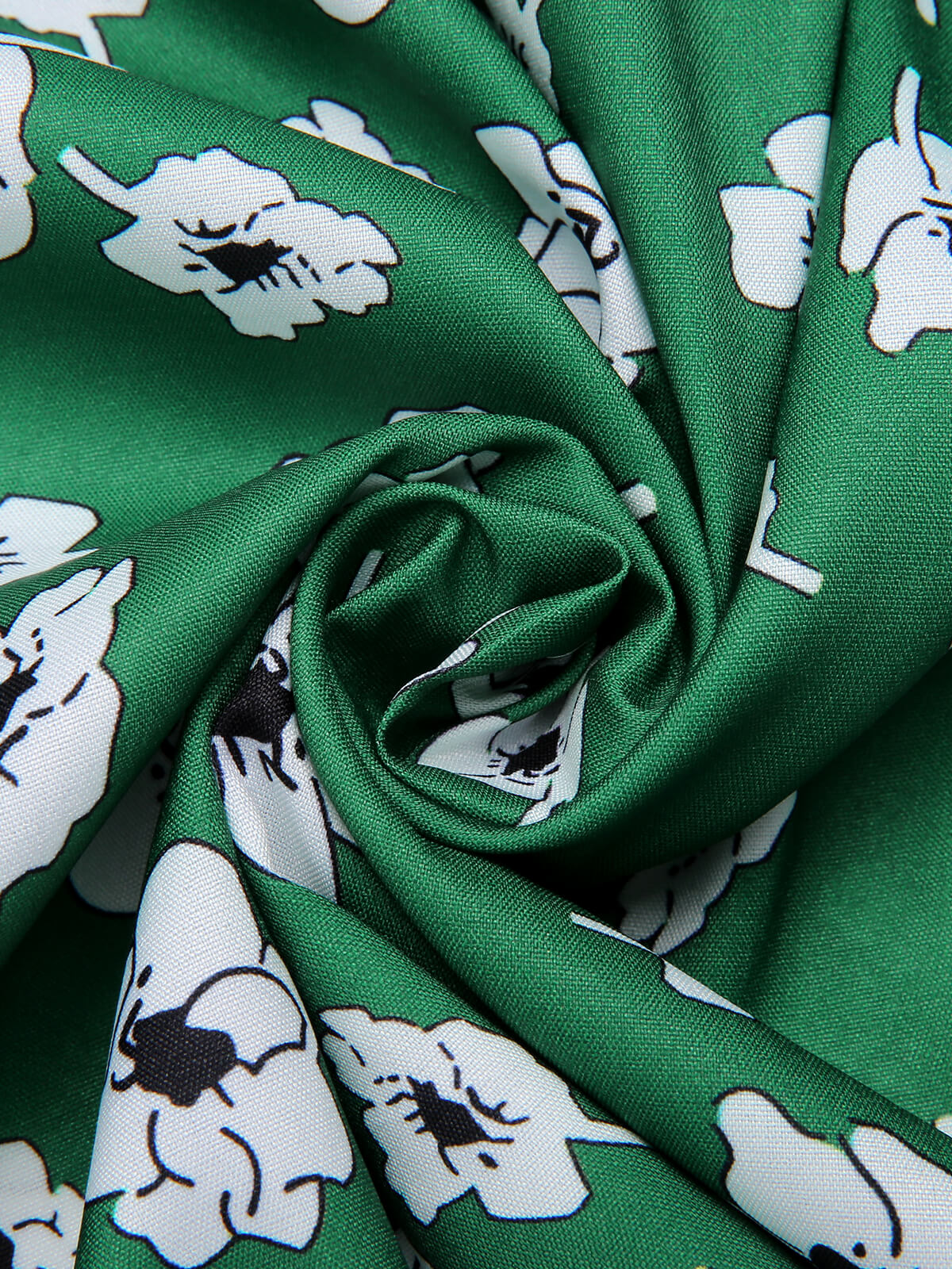Green 1940s V-Neck Floral Dress - Image 7