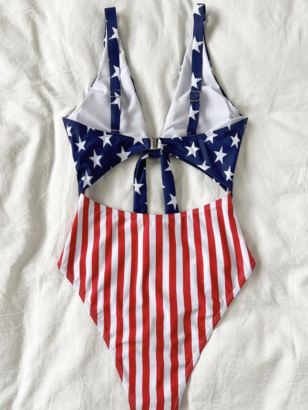 [Pre-Sale] 1940s Lace-Up Stars & Stripes Swimsuit - Image 5