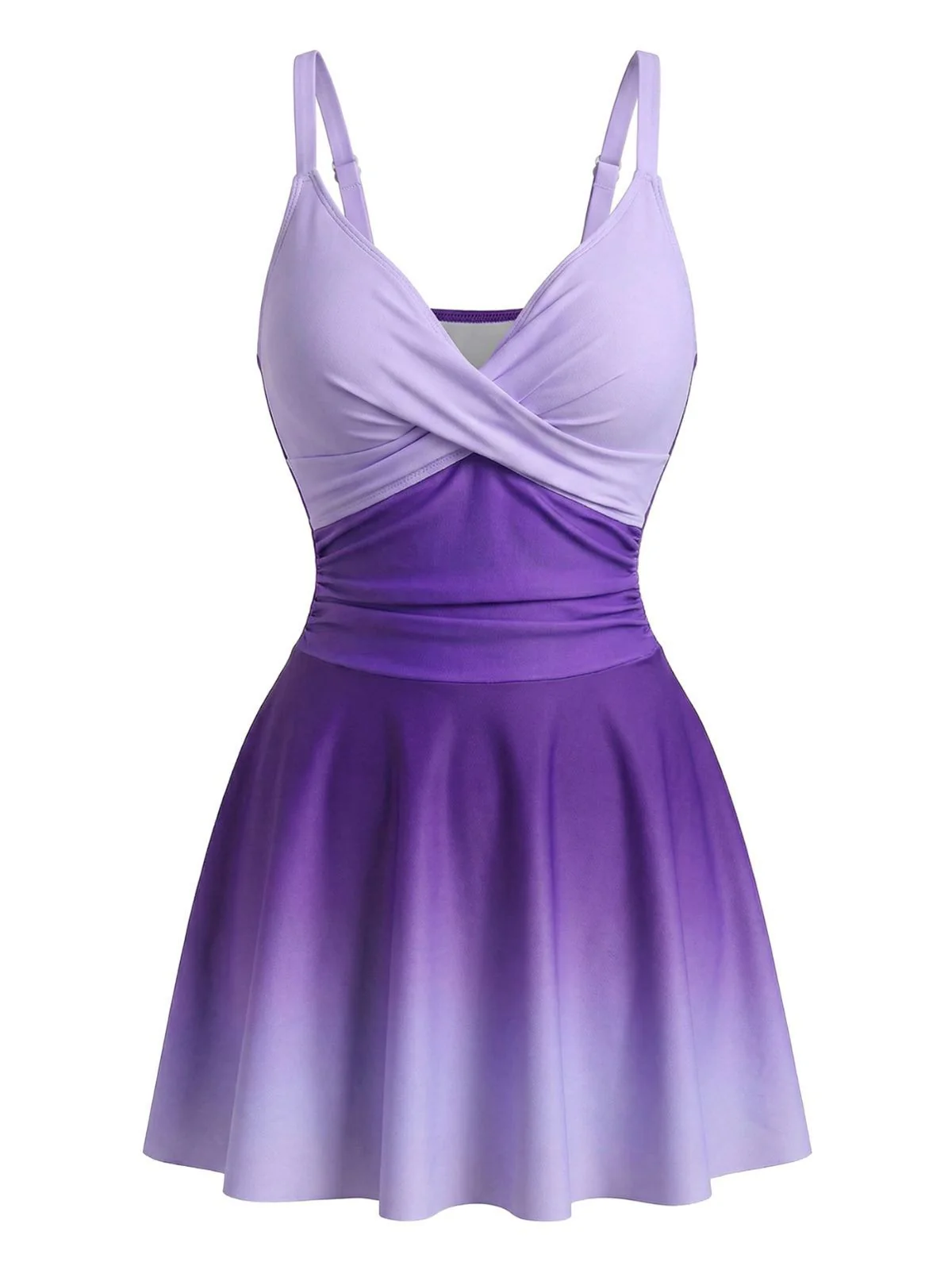 1940s Mirrored Ombre Front Twist One-Piece Swim Dress - Image 8