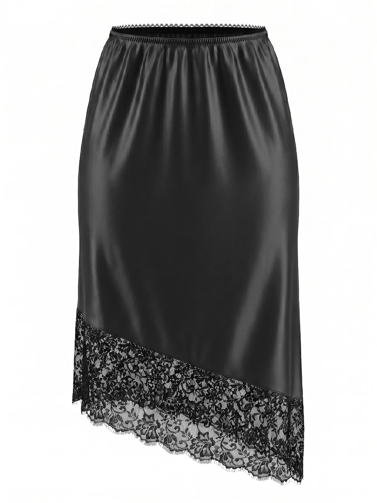 1940s Satin Asymmetrical Lace Skirt - Image 3