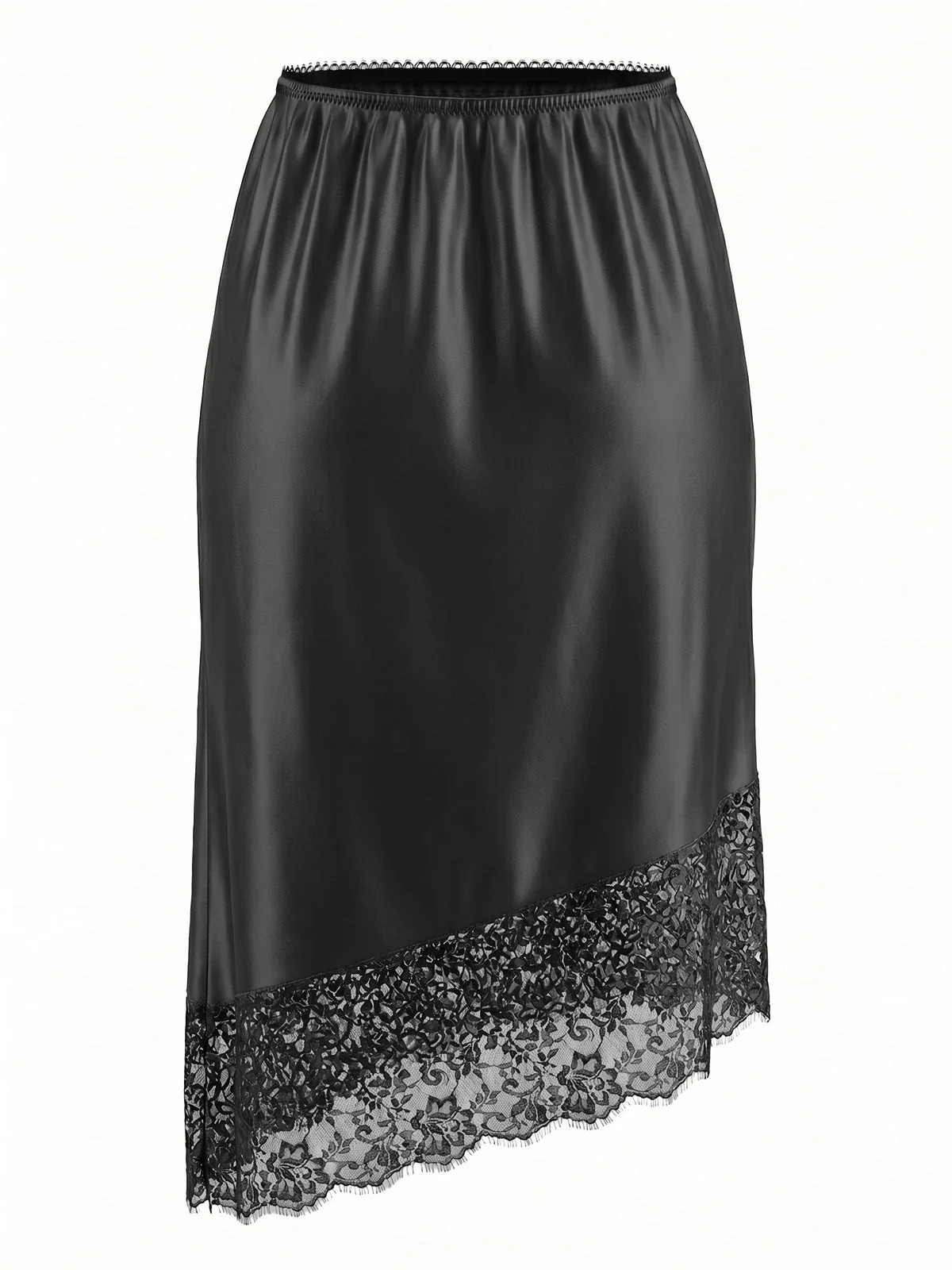 1940s Satin Asymmetrical Lace Skirt - Image 4
