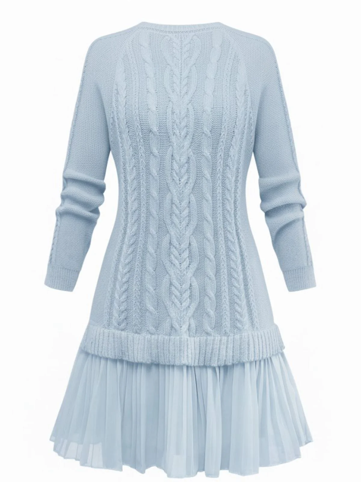 1940s Solid Cable Knit Pleated Hem Sweater Dress - Image 12