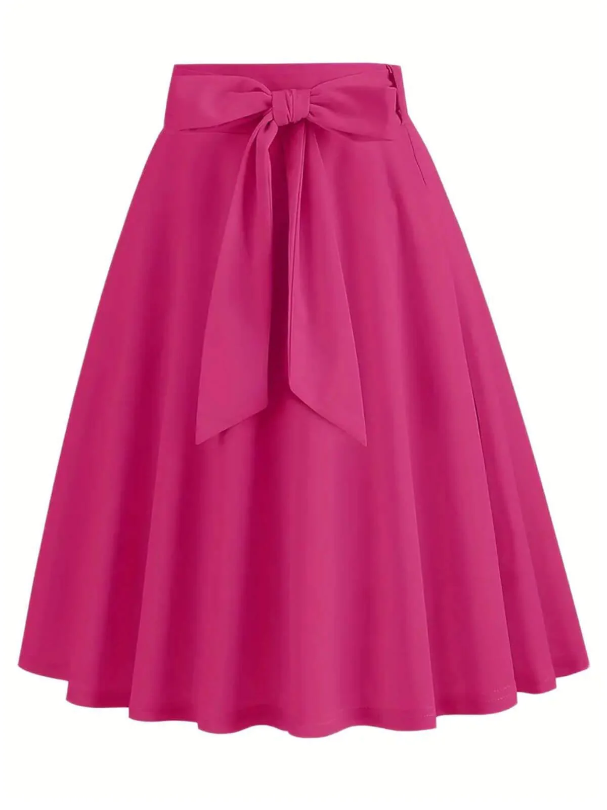 1940s Solid Waist Tie A-Line Skirt
